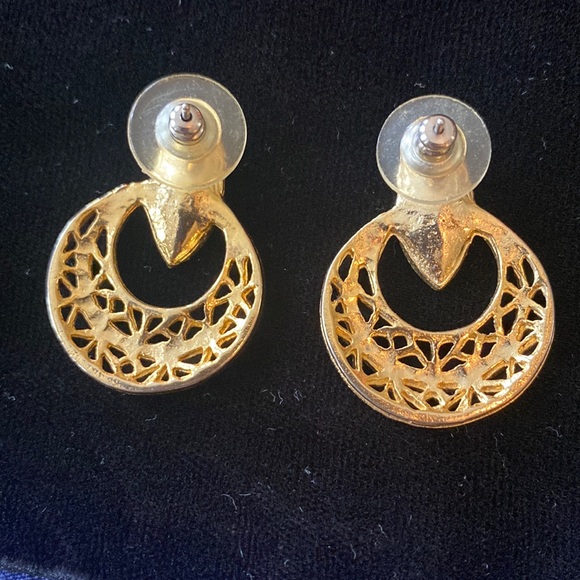 🖤Vintage gold enameled earrings - Picture 3 of 12